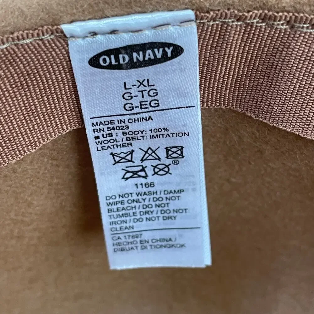 Old Navy Sun Hat 4” Wide Brim Floppy 100% Wool Chocolate Brown Large XL Boho